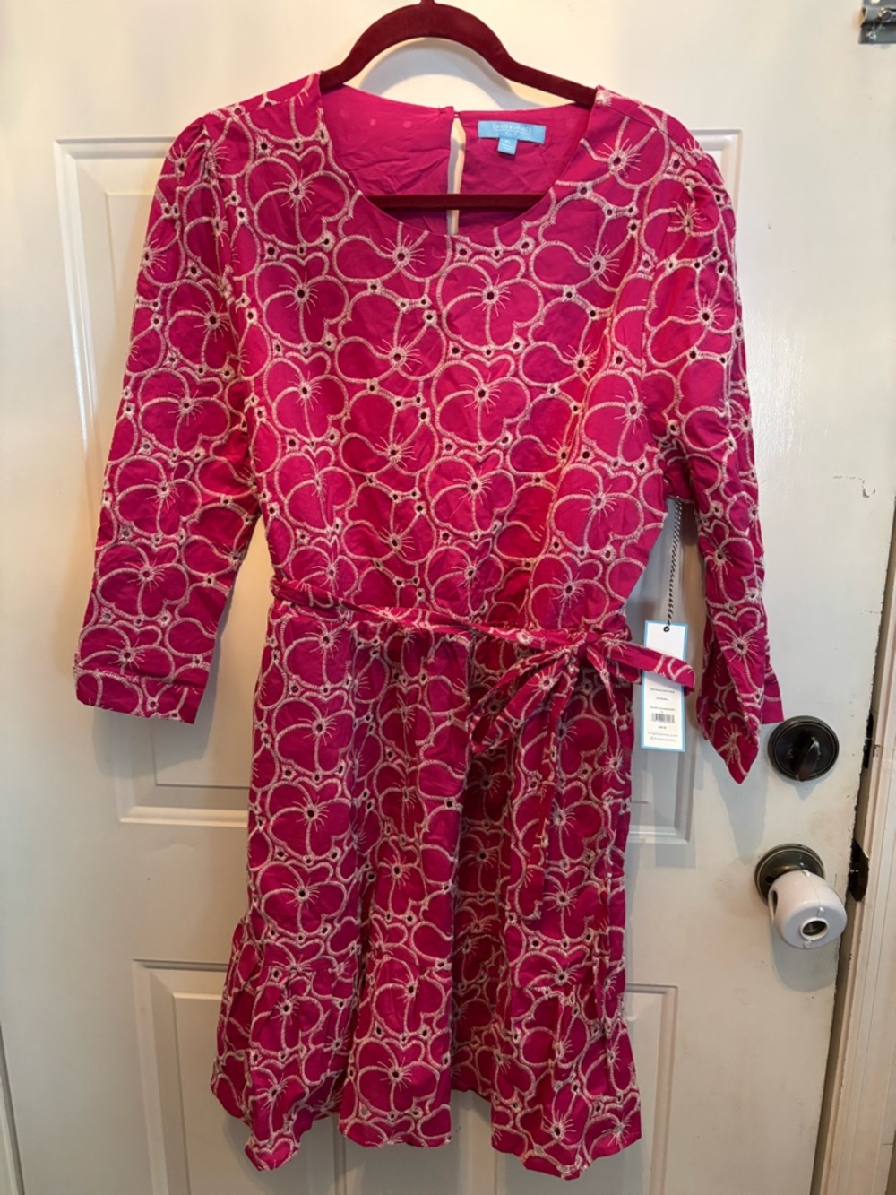 Draper James Fuchsia Floral Embroidered Dress